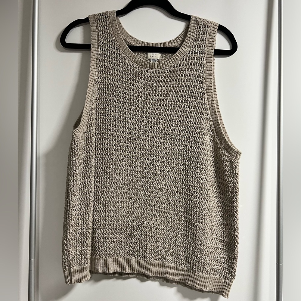 A New Day Taupe Knit Sweater Tank